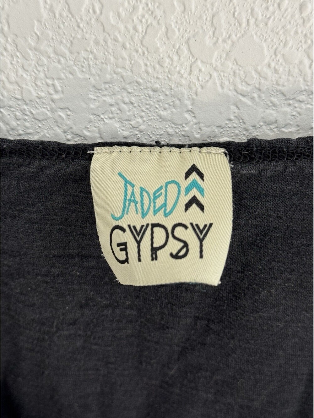 Jaded Gypsy Slate Grey Distressed Rolling Stones Short Sleeve Shirt Size L/XL - Picture 2 of 6